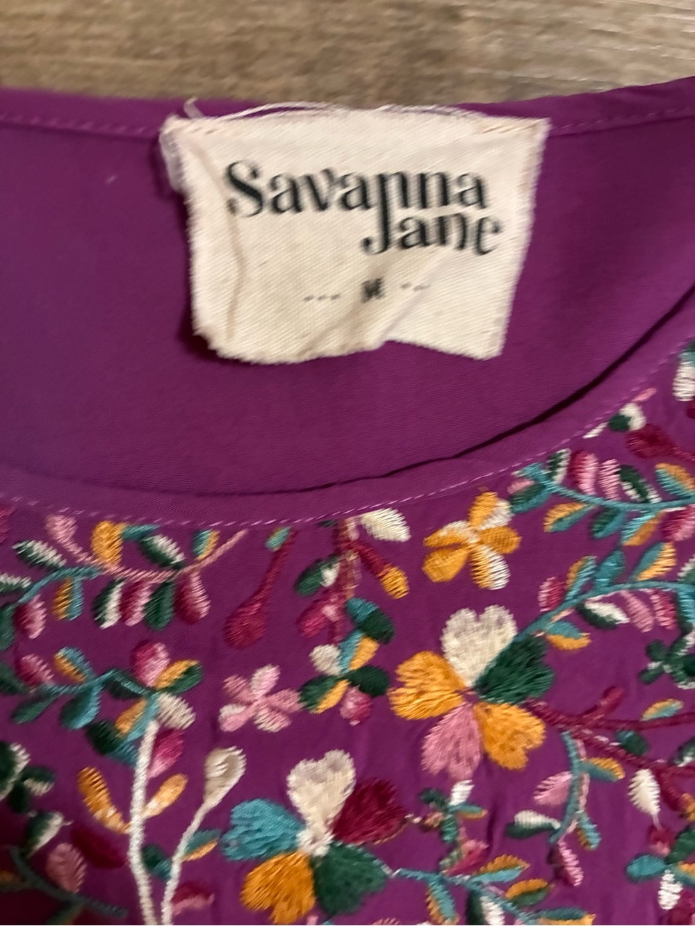 Savanna Jane Purple Floral Embroidered Long Sleeve Blouse - Picture 3 of 7